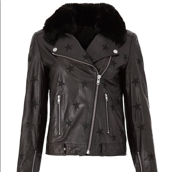 Samantha Sipos Seeing Stars Leather Faux Fur Lined Jacket Size Extra Small - Picture 13 of 13